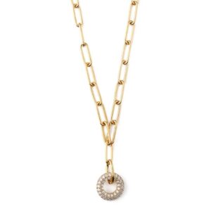 Pave Encrusted Doughnut Link Necklace