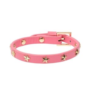 Leather Star Stud Bracelet Mini - Geranium Pink