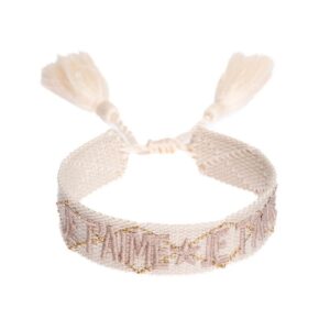 Woven Friendship Bracelet - "Je T&apos;aime" Vanilla