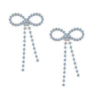 Statement Pearl Bow Earrings Air Blue