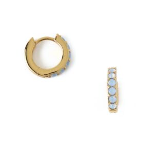 Light Sapphire Opal Drop Huggie Hoops With Perciosa® Crystals
