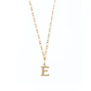 Large Letter Necklace On Open Link Chain - E In Gold