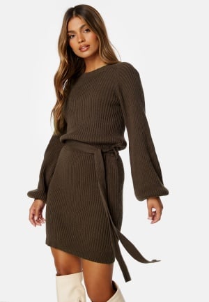 BUBBLEROOM Amira Knitted Short Dress Brown XL