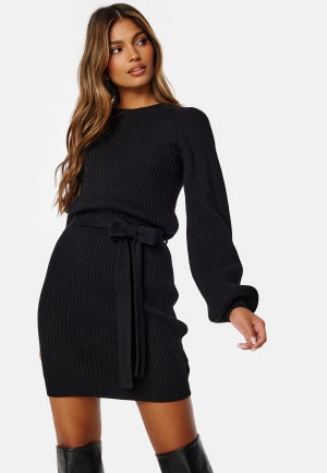 BUBBLEROOM Amira Knitted Short Dress Black M