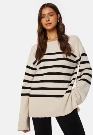 BUBBLEROOM Oversized Striped Knitted Sweater Beige/Striped S