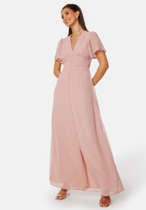 Bubbleroom Occasion Butterfly Sleeve Button Gown Dusty pink 46