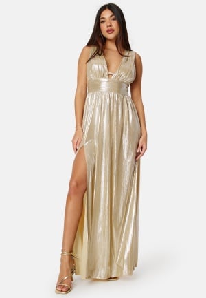 Bubbleroom Occasion High slit metallic Gown Champagne 46