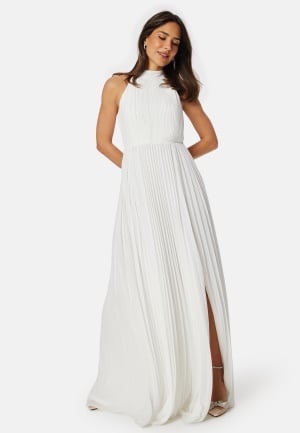 Bubbleroom Occasion Pleated Halter Neck Wedding  Gown White 46