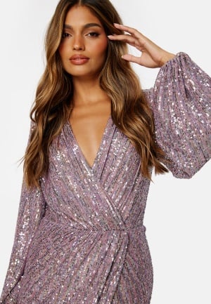 Bubbleroom Occasion Sparkling Wrap Gown Purple S