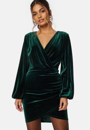 Bubbleroom Occasion Leija Velvet Dress Dark green XL