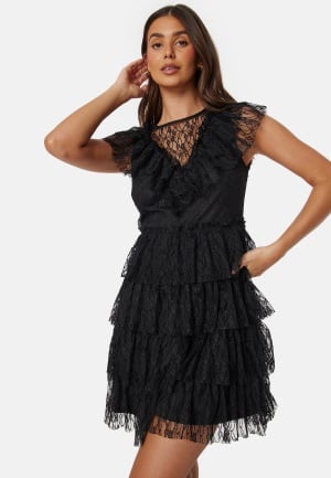 Bubbleroom Occasion Lace Frill Dress Black XL