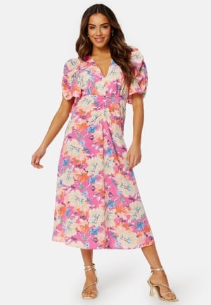 Bubbleroom Occasion Neala Puff Sleeve Dress Pink / Floral 46