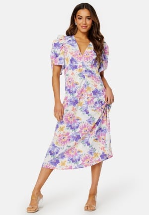 Bubbleroom Occasion Neala Puff Sleeve Dress White / Floral 48