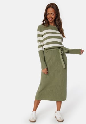 Happy Holly Striped O-neck  Knitted Dress Green/Striped 52/54