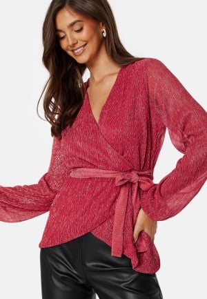 Happy Holly Perley sparkling wrap top Red 52/54