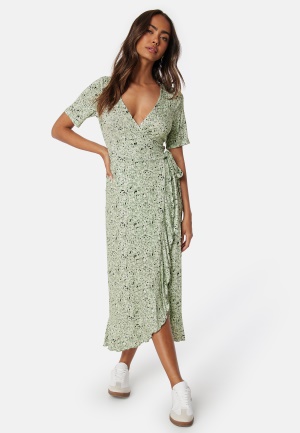 Happy Holly Frill Wrap Dress Green/Patterned 44/46