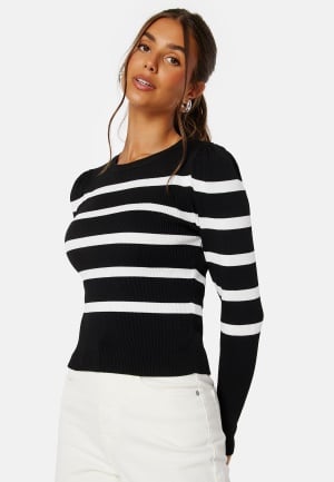 ONLY Sally L/S Puff Pullover Black Stripes:W L