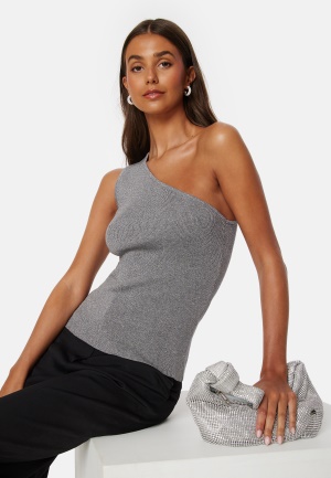 SELECTED FEMME Lura Lurex One Shoulder Knit Top Medium Grey Melange XXXL