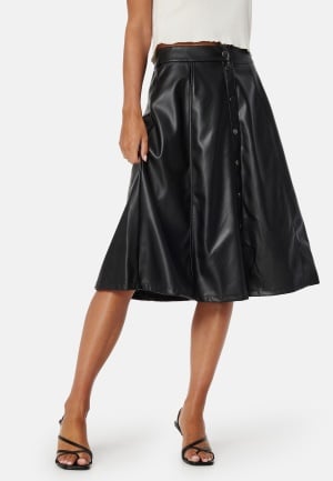 VILA Brown HW Coated Skirt Black 36