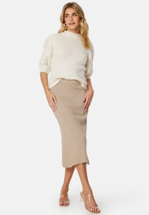 VILA Comfy A-Line Knit Skirt Natural Melange XXL