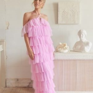 Andrea Norrman X Bubbleroom Andrea Tulle Maxi Dress Pink 40