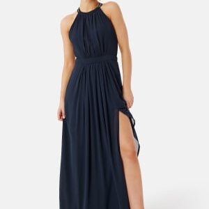 AngelEye High Neck Maxi Dress With Split Navy M (UK12)