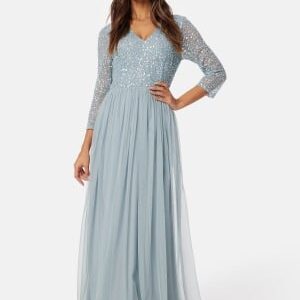 AngelEye Long Sleeve Sequin Bodice Maxi Dress Heather Blue S (UK10)