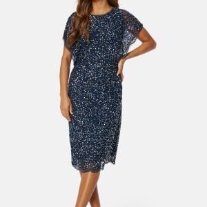 AngelEye Scallop Sequin Midi Dress Navy L (UK14)