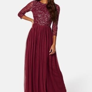 AngelEye Sequin Bodice Maxi Dress Burgundy S (UK10)