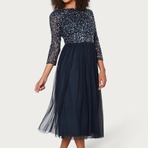 AngelEye Sequin Bodice Mid Dress Dark blue S (UK10)