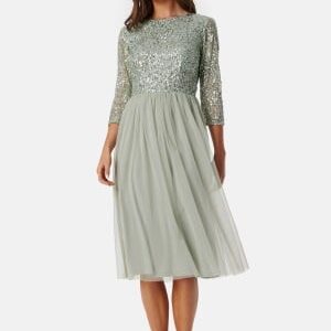 AngelEye Sequin Bodice Mid Dress Light green S (UK10)