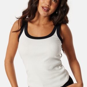 BUBBLEROOM Contrast Rib Tank Top White XS