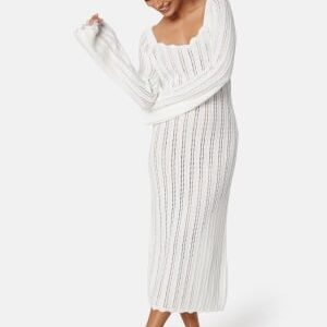 BUBBLEROOM Boat Neck Structure Knitted Dress Offwhite XL