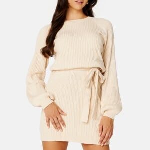 BUBBLEROOM Amira knitted short dress Light beige 2XL