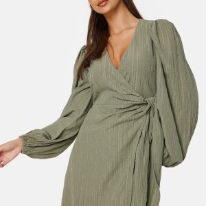 BUBBLEROOM Axelle Wrap Dress Khaki green XS