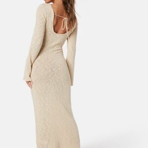 BUBBLEROOM Ayra Fine Knitted Maxi Dress Light beige S