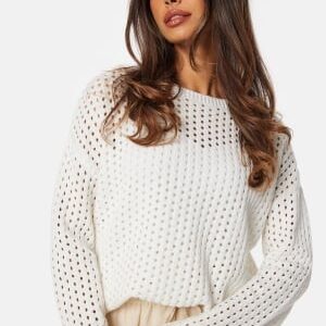 BUBBLEROOM Crochet Knitted Long Sleeve Top Offwhite XS