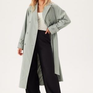 BUBBLEROOM Belted Midi Trenchcoat Dusty green 36