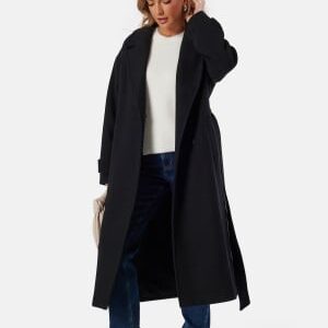 BUBBLEROOM Belted Wool Blend Coat Black XL