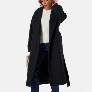 BUBBLEROOM Belted Wool Blend Coat Black L