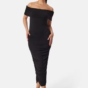 BUBBLEROOM Off Shoulder Midi Dress Black XS