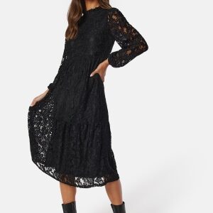 BUBBLEROOM Blanca Midi Lace Dress Black 34