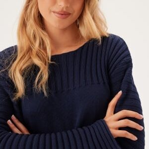 BUBBLEROOM Boatneck Knitted Sweater Navy S