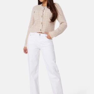 BUBBLEROOM Button Knitted Jacket Light beige/White M