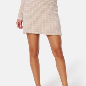 BUBBLEROOM Short Knitted Skirt Light beige/White XS