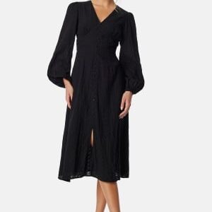 BUBBLEROOM Broderi Anglaise Midi Dress Black 36