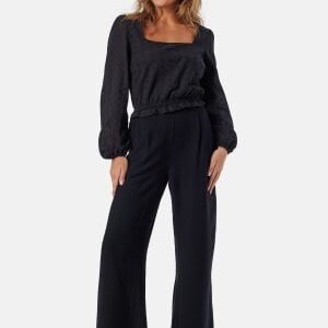 BUBBLEROOM Broderie Anglaise Square Neck Blouse Black M