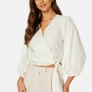 BUBBLEROOM CC Linen wrap blouse Offwhite 42