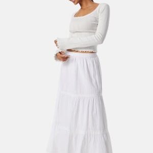 BUBBLEROOM Cotton Maxi Flounce Skirt White XL