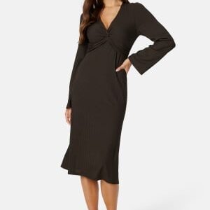 BUBBLEROOM Daira Rib Dress Dark brown S